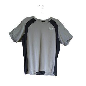 Mountain Hardwear Men's Sz L Short Sleeve Active Shirt Gray Black Stretch Hiking